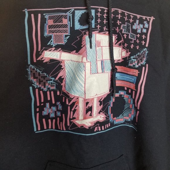 MINECRAFT ACID SKETCH CHICKEN PULLOVER HOODIE SIZE M, FRONT POCKET - Picture 2 of 4